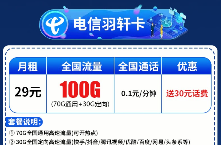 20年長期流量卡套餐推薦 中國電信長期流量卡不換卡大流量低月租手機上網(wǎng)電話卡