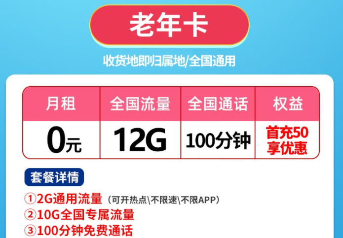 有沒有0月租的流量卡？聯(lián)通老年卡、親情卡0月租有流量包免費通話