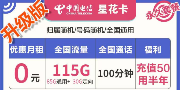 有哪些好用實惠的流量卡套餐？電信星花卡、霜花卡、海興卡|前半年0月租使用