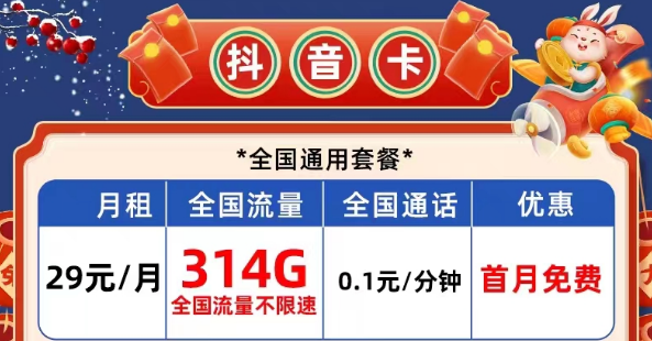 有哪些性價比高的電信流量卡？電信抖音卡29元314G|長期校園卡、風雨卡29元100G