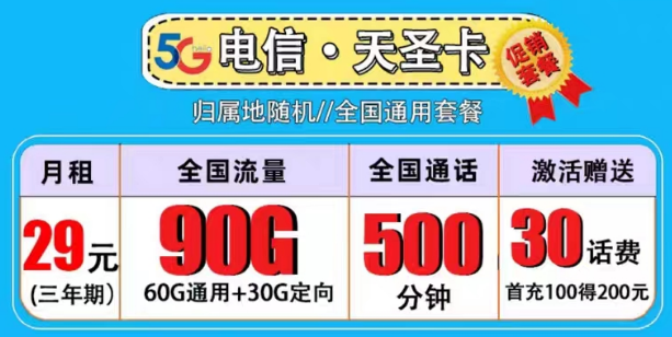 買一張流量卡是必須的嗎？電信29元天圣卡|副卡必備90G全國流量+500分鐘語音