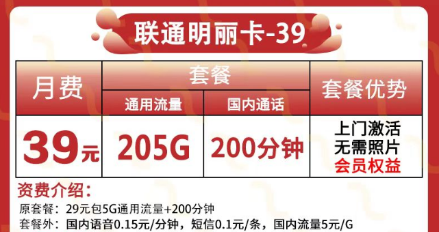 可以領視頻會員的聯(lián)通流量卡又來啦！205G純通用+200分鐘語音+會員|聯(lián)通明麗卡