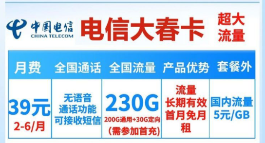 流量卡選長期好還是短期好？電信39元230G純流量卡|電信大春卡