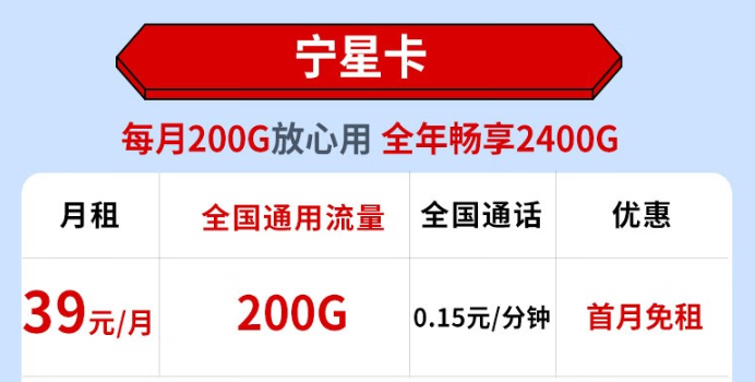 電信寧星卡怎么樣？200G通用流量不限速+首免+免費領取！